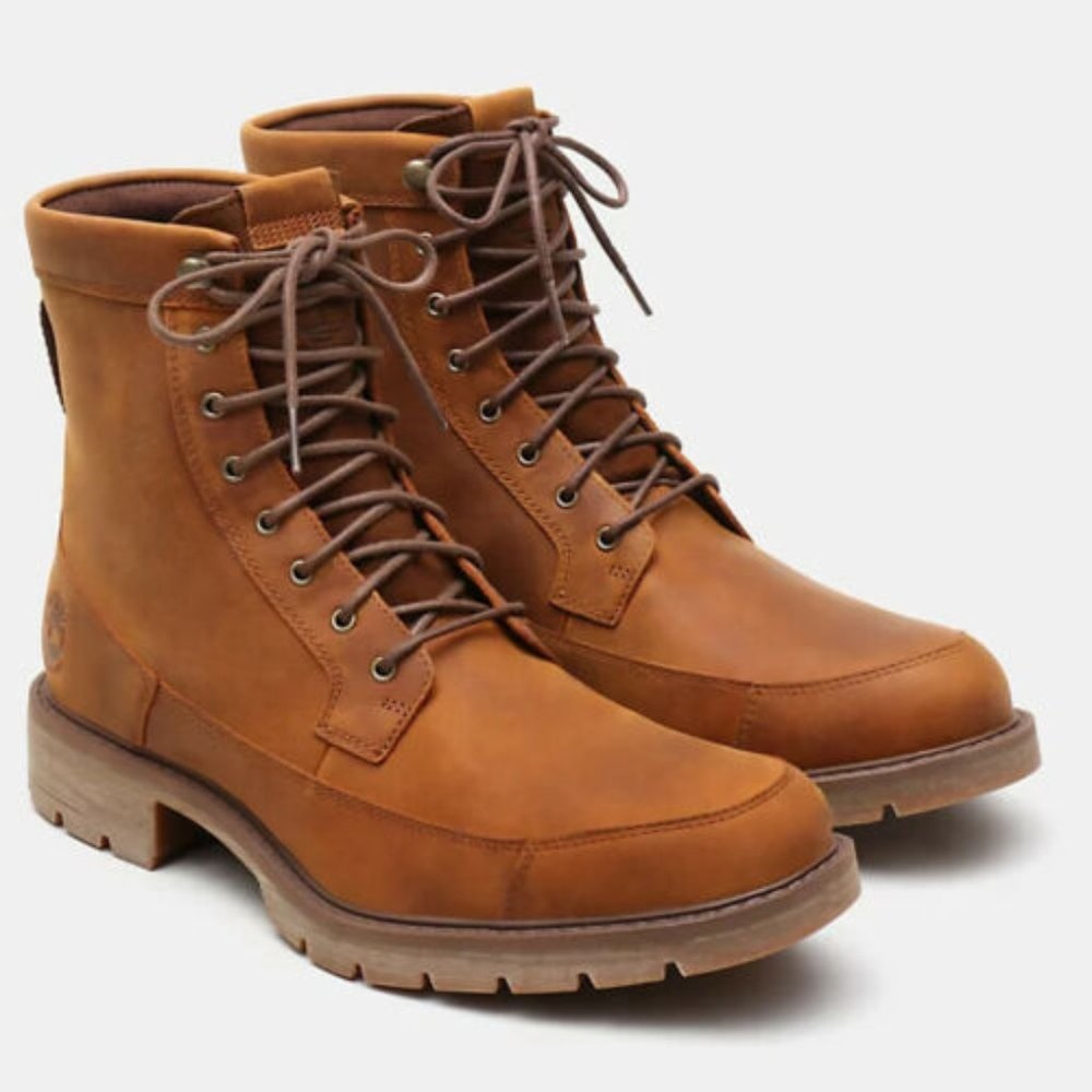 TIMBERLAND ELMHURST MEN'S 6" BROWN WATERPROOF NUBUCK LEATHER BOOTS A26GP - Picture 8 of 9